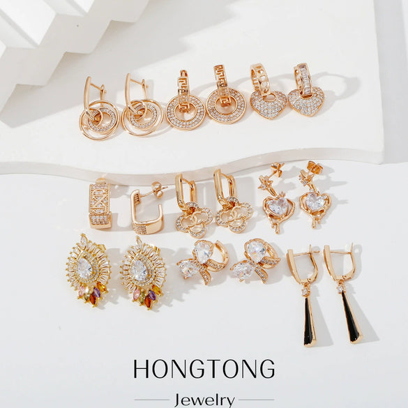 Wholesale Geometric Copper Electroplated Earrings For Women Elegant Style
