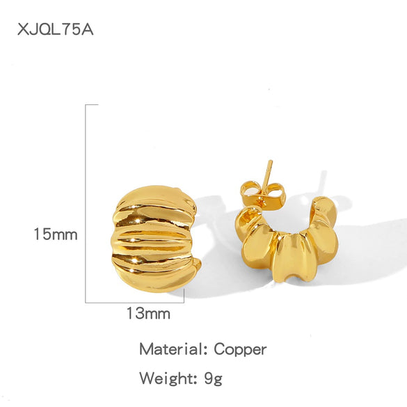 Wholesale Geometric Copper Electroplated Ringshaped Cshaped Moon Face Leopard Earrings For Women