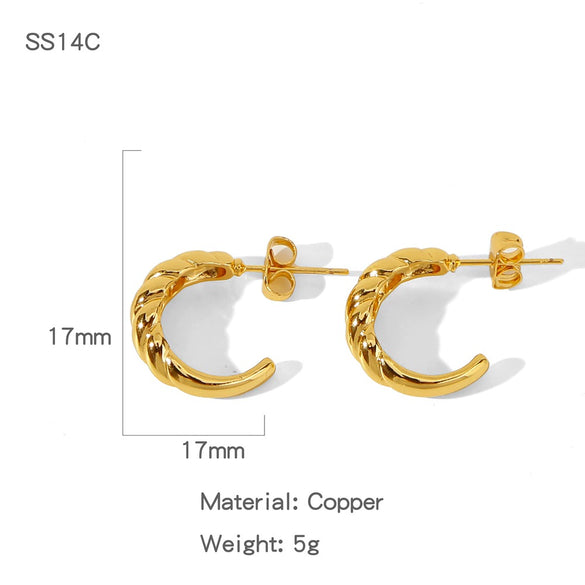 Wholesale Geometric Copper Electroplated Ringshaped Cshaped Moon Face Leopard Earrings For Women