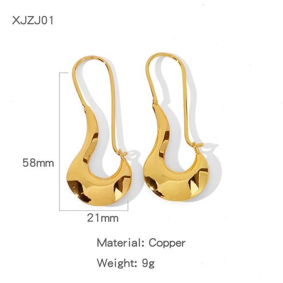 Wholesale Geometric Copper Electroplated Ringshaped Cshaped Moon Face Leopard Earrings For Women