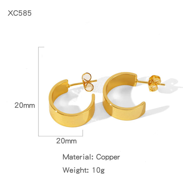 Wholesale Geometric Copper Electroplated Ringshaped Cshaped Moon Face Leopard Earrings For Women