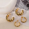 Wholesale Geometric Copper Electroplated Ringshaped Cshaped Moon Face Leopard Earrings For Women