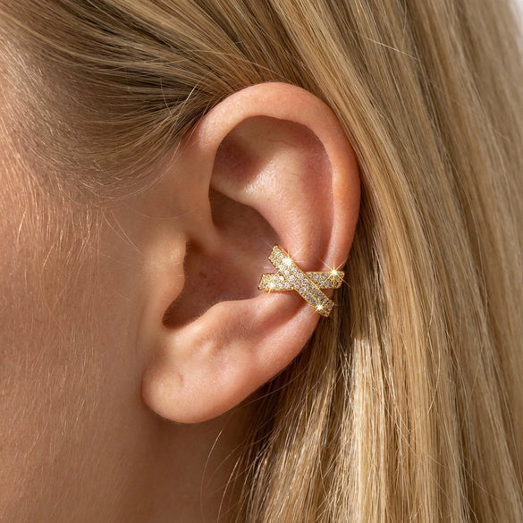 Wholesale Geometric Copper Electroplated Sparkling Nonpierced Ear Cuff Unisex Ear Jewelry