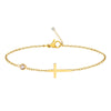 Wholesale Geometric Copper Electroplated Women's Cross Bracelet With Inlaid Birthstone Light Luxury Highend Jewelry