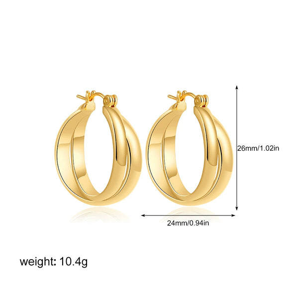 Wholesale Geometric Copper Gold And Silver Twocolor Circle Cross Earrings Electroplated Fashion Simple Unisex