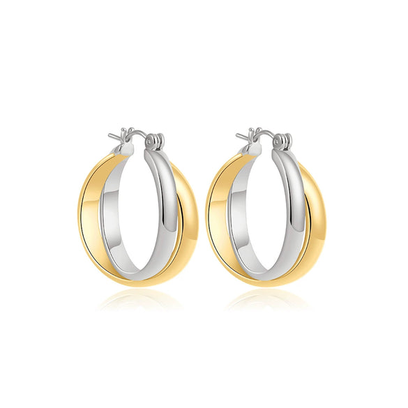 Wholesale Geometric Copper Gold And Silver Twocolor Circle Cross Earrings Electroplated Fashion Simple Unisex