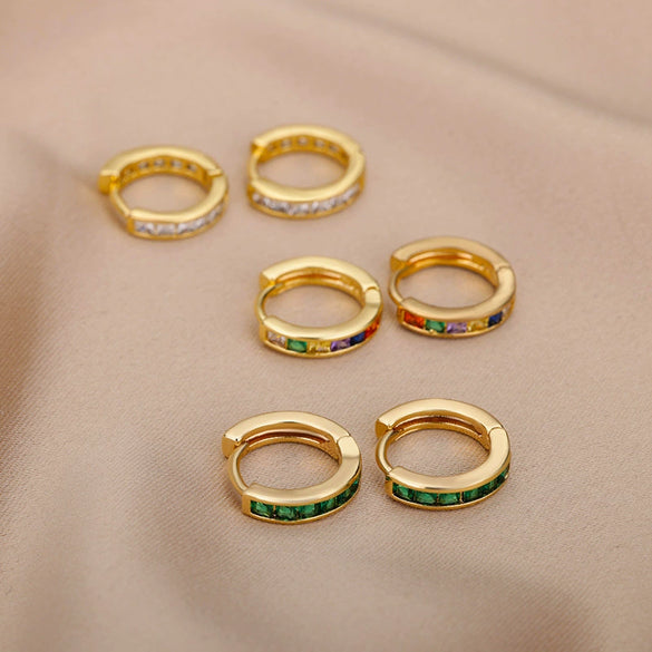 Wholesale Geometric Copper Gold Inlaid Zircon Earrings For Women