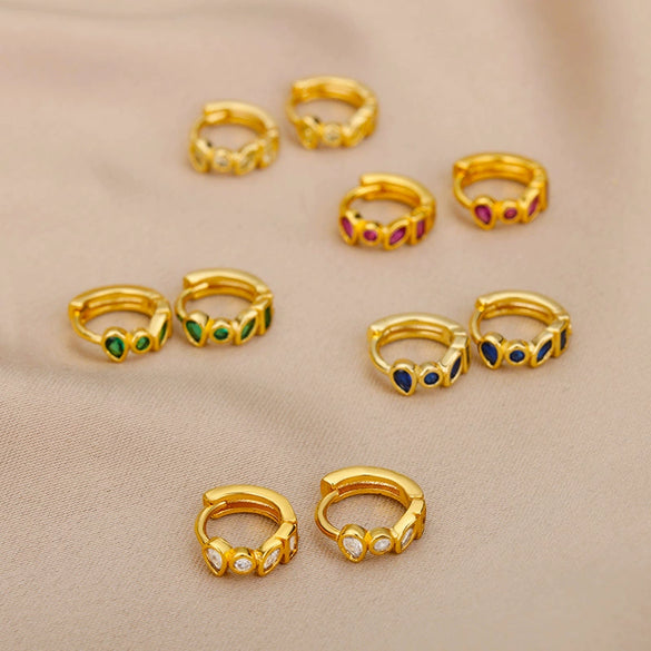 Wholesale Geometric Copper Gold Inlaid Zircon Earrings For Women