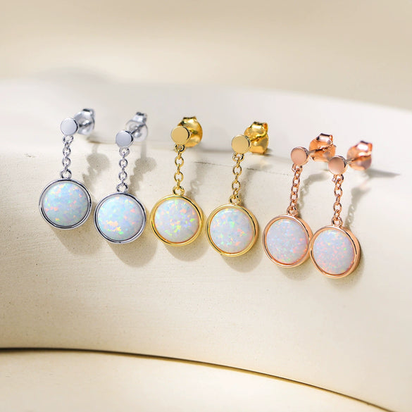 Wholesale Geometric Copper Goldplated Earrings For Women With Australian Opal