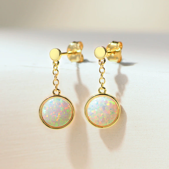 Wholesale Geometric Copper Goldplated Earrings For Women With Australian Opal