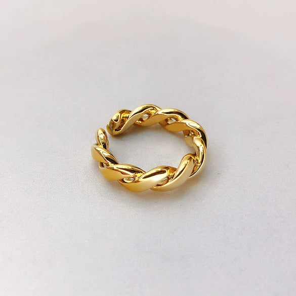 Wholesale Geometric Copper 18K Real Gold Electroplated Opening Ring For Women And Men