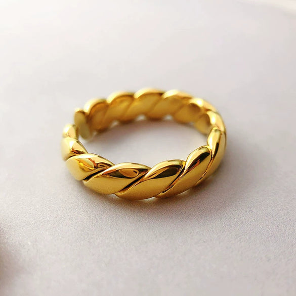 Wholesale Geometric Copper 18K Real Gold Electroplated Opening Ring For Women And Men