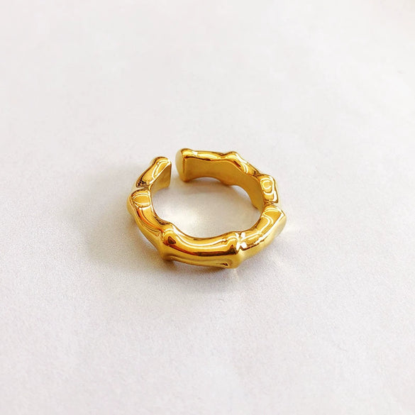 Wholesale Geometric Copper 18K Real Gold Electroplated Opening Ring For Women And Men
