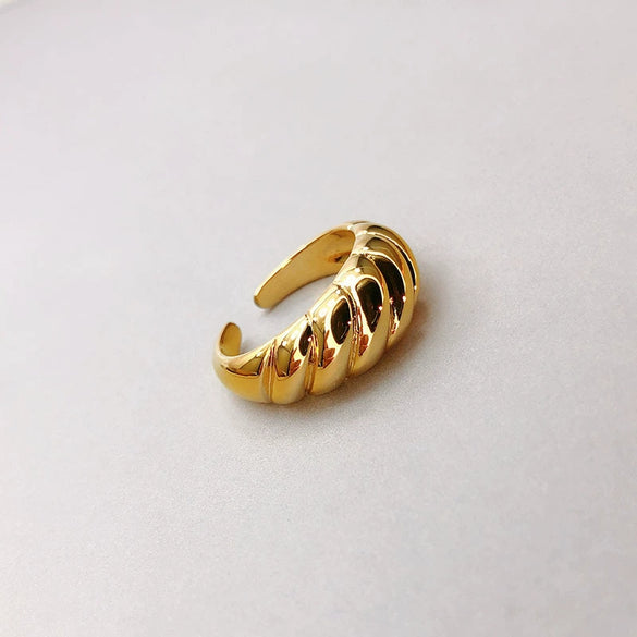Wholesale Geometric Copper 18K Real Gold Electroplated Opening Ring For Women And Men