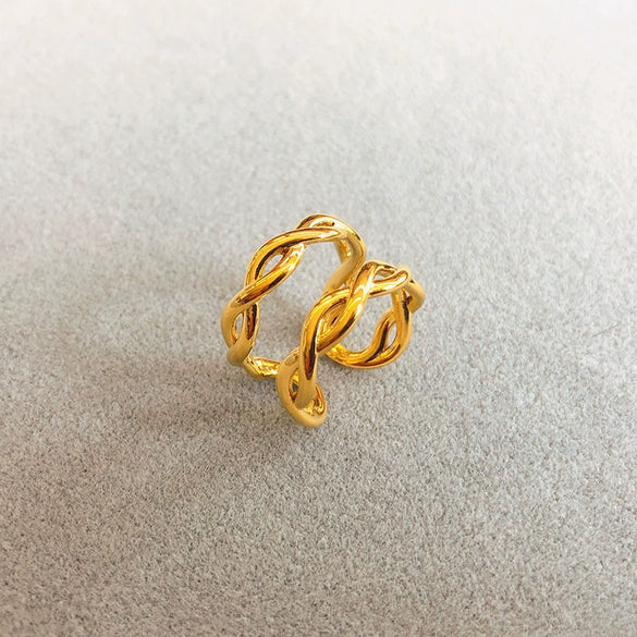 Wholesale Geometric Copper 18K Real Gold Electroplated Opening Ring For Women And Men