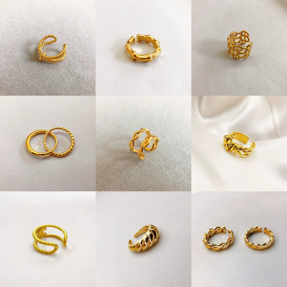 Wholesale Geometric Copper 18K Real Gold Electroplated Opening Ring For Women And Men