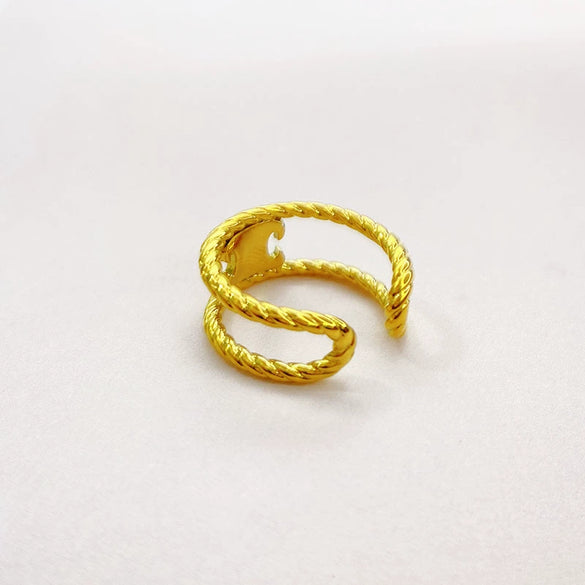 Wholesale Geometric Copper 18K Real Gold Electroplated Opening Ring For Women And Men