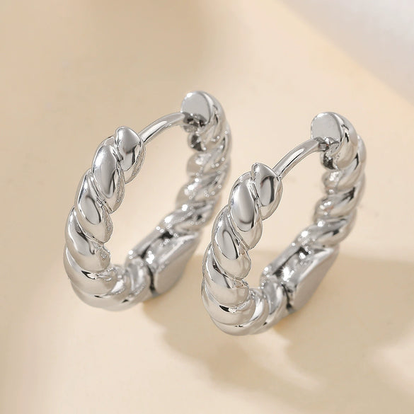 Wholesale Geometric Copper Micro Setting Twist Earrings For Women