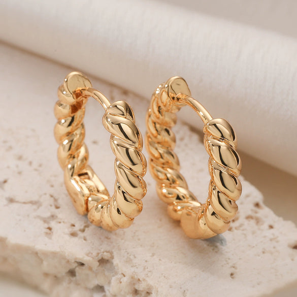 Wholesale Geometric Copper Micro Setting Twist Earrings For Women