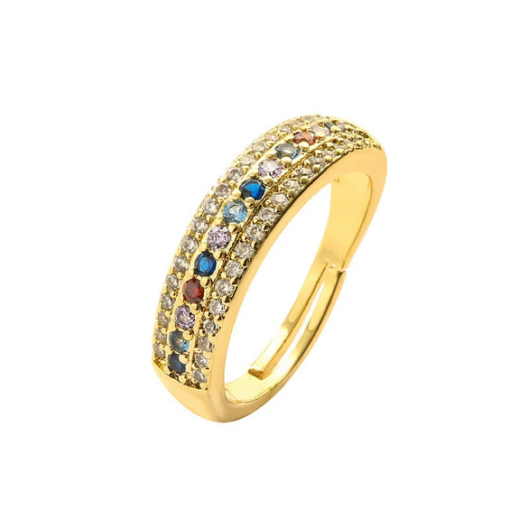 Wholesale Geometric Copper Opening Ring For Unisex With Microinlay Design