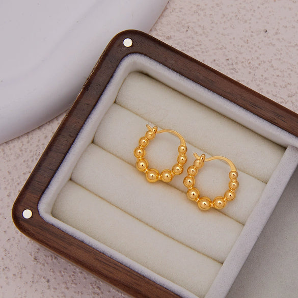 Wholesale Geometric Copper Plated Gold Stitching Small Ball Earrings For Women