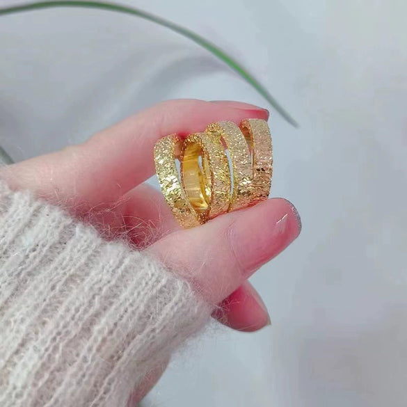Wholesale Geometric Copper Ring With Electroplating And 24K Real Gold Plating Unisex Fashion Light Luxury Style