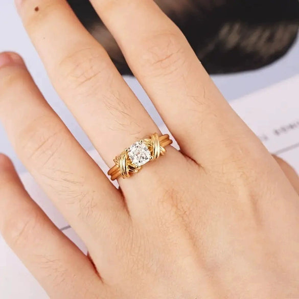 Wholesale Geometric Copper Ring With Zircon For Unisex