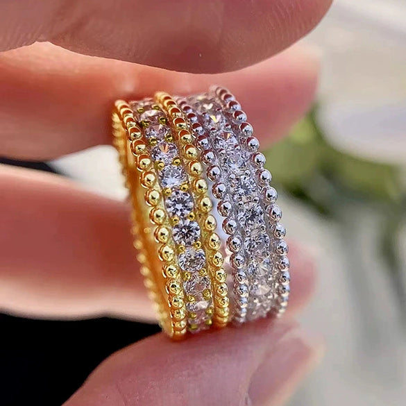 Wholesale Geometric Copper Ring With Zirconia For Women's Fashion Jewelry