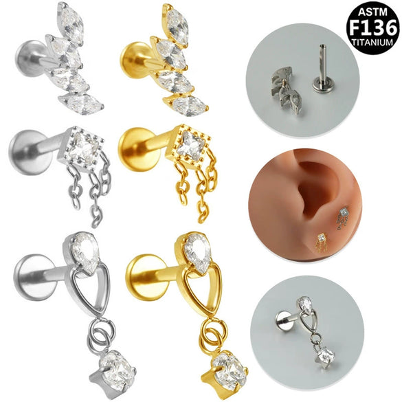 Wholesale Geometric Copper Stainless Steel Electroplating Unisex Puncture Earrings