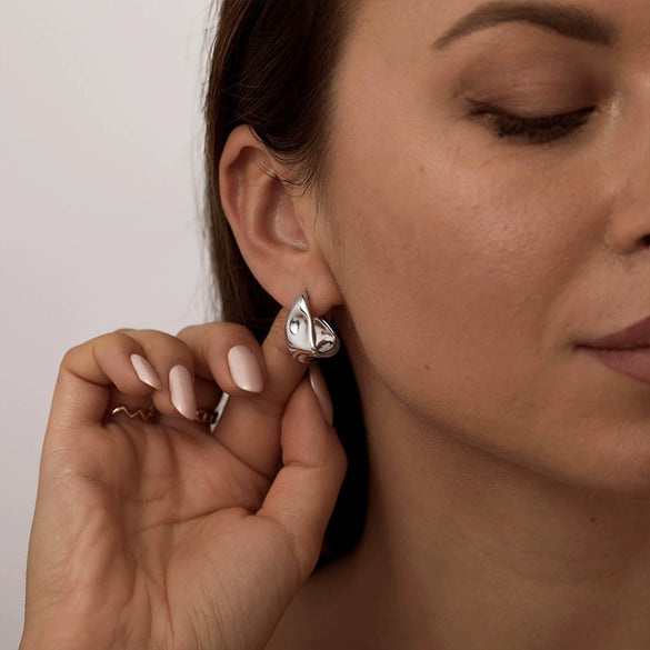 Wholesale Geometric Copper Trapezoidal Lava Earrings Electroplated For Women Light Luxury High End