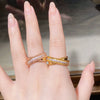 Wholesale Geometric Copper Zircon Beaded Ring With Electroplating Unisex Fashion Style