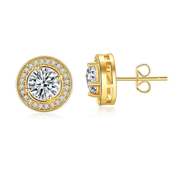 Wholesale Geometric Copper Zircon Earrings For Men And Women With Flower Pattern Simple Style