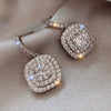 Wholesale Geometric Copper Zircon Microinlaid Earrings For Women Light Luxury Cold Style
