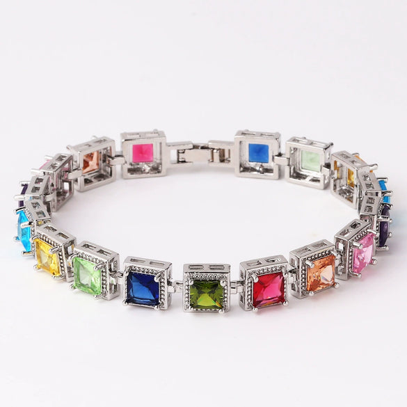 Wholesale Geometric Copper Zircon Women's Bracelet With Diamond Design And Advanced Sense