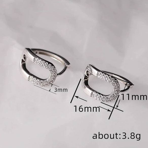 Wholesale Geometric Copper Zircon Women's Earring Buckle Halfring Earrings Minimalist Style