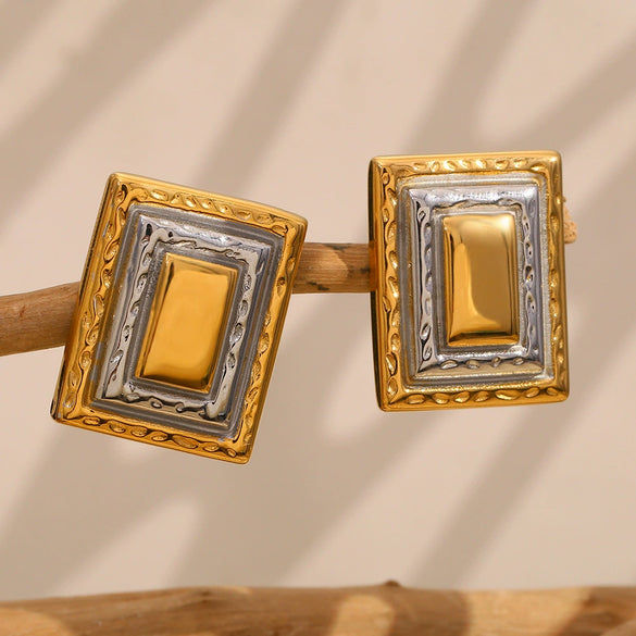 Wholesale Geometric Creative Stainless Steel 18K Gold Plated Women's Earrings