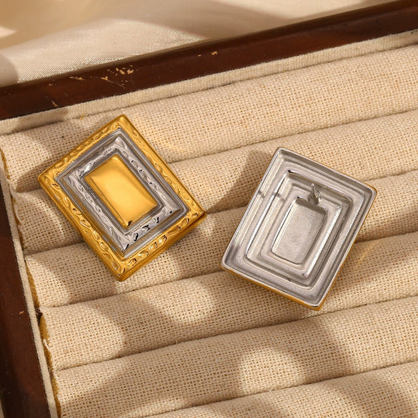Wholesale Geometric Creative Stainless Steel 18K Gold Plated Women's Earrings