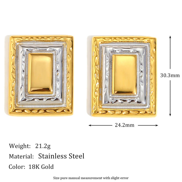 Wholesale Geometric Creative Stainless Steel 18K Gold Plated Women's Earrings