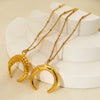 Wholesale Geometric Crescent Moon Horn Pendant Stainless Steel 18K Gold Plated Oshaped Chain Necklace For Women