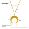 Wholesale Geometric Crescent Moon Horn Pendant Stainless Steel 18K Gold Plated Oshaped Chain Necklace For Women