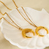 Wholesale Geometric Crescent Moon Horn Pendant Stainless Steel 18K Gold Plated Oshaped Chain Necklace For Women