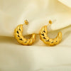 Wholesale Geometric Croissantshaped Stainless Steel 18K Gold Plated Earrings For Women