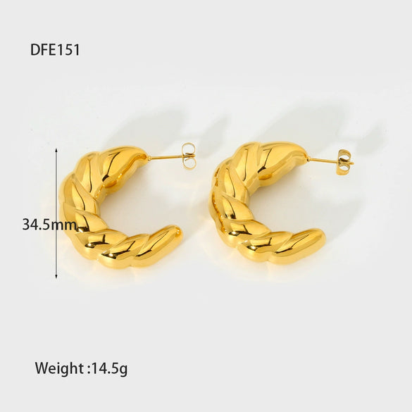 Wholesale Geometric Croissantshaped Stainless Steel 18K Gold Plated Earrings For Women