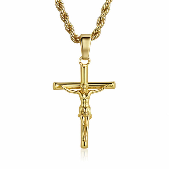 Wholesale Geometric Cross Copper Gold Plated Jewelry Necklace For Men And Women