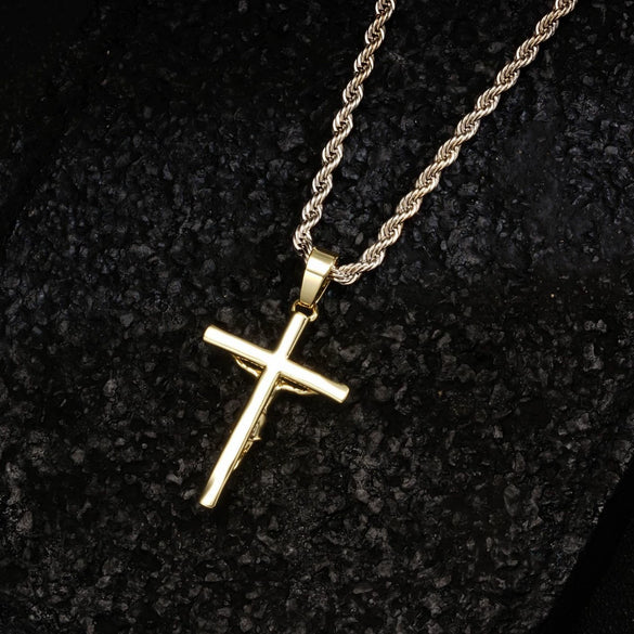 Wholesale Geometric Cross Copper Gold Plated Jewelry Necklace For Men And Women