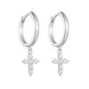 Wholesale Geometric Cross Diamond Inlaid S925 Sterling Silver Earrings For Women