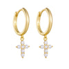 Wholesale Geometric Cross Diamond Inlaid S925 Sterling Silver Earrings For Women
