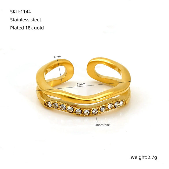 Wholesale Geometric Cross Imitation Pearl Ring Electroplated For Women