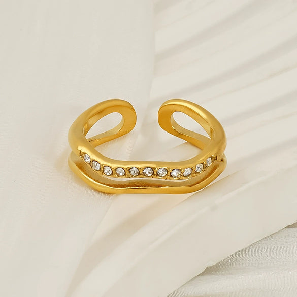 Wholesale Geometric Cross Imitation Pearl Ring Electroplated For Women