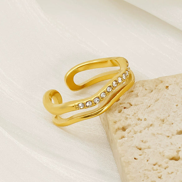 Wholesale Geometric Cross Imitation Pearl Ring Electroplated For Women
